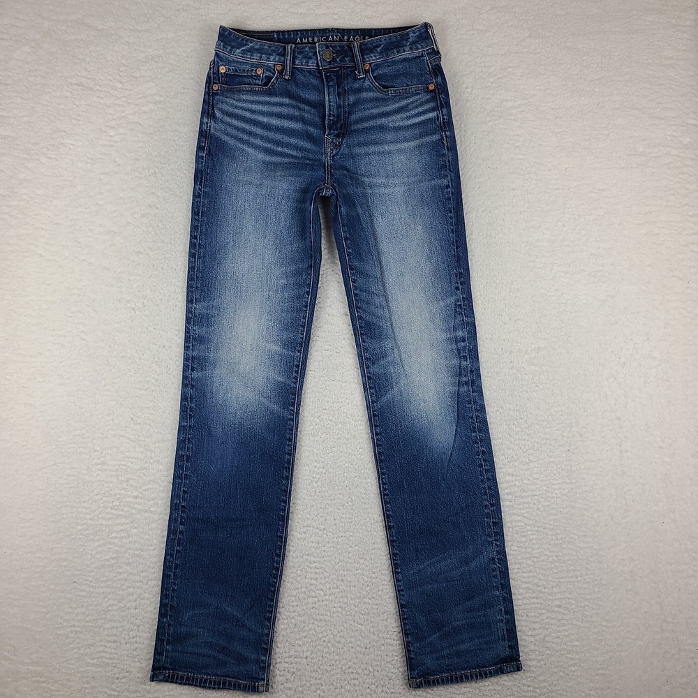 American Eagle Jeans Mens 28x34 Blue Airflex + Relaxed Straight Dark Wash Denim
